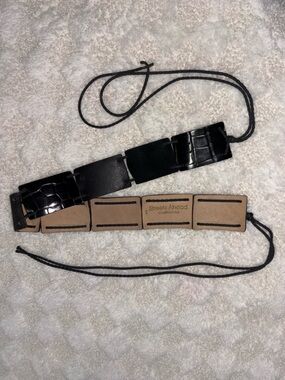 Streets Ahead Black Leather Panel Lace-Up Waist Belt • Small
